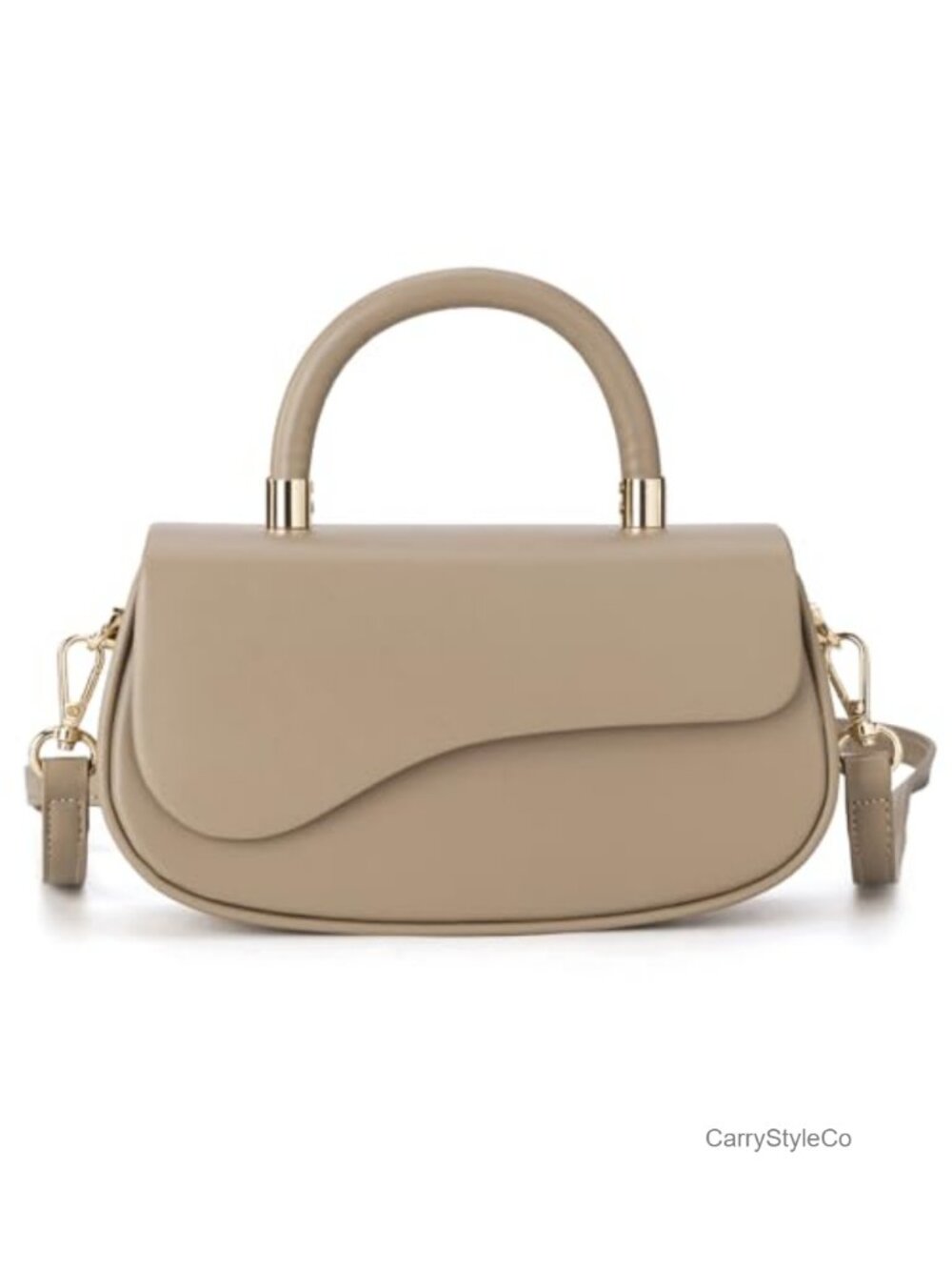 Vegan PU Leather Crossbody Bag Mini Structured Top Handle Detachable Strap